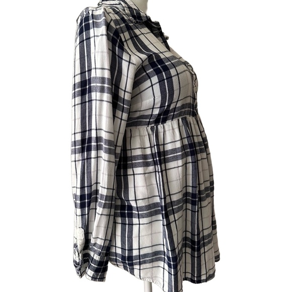 ISABEL MATERNITY Plaid Long Sleeve Button Down Empire Waist Flowy Blouse Size M - Picture 7 of 12